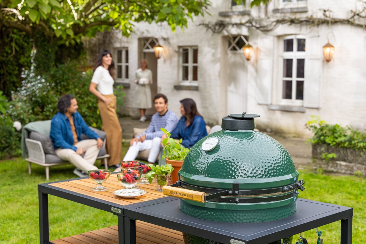 Big Green Egg Large w Ramie EGG i stół modułowy