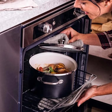 3,7L Garnek emaliowany z pokrywką czarny mat - 2