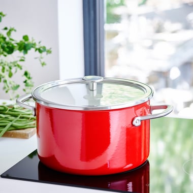 6L Garnek emaliowany z pokrywką czerwony - 3