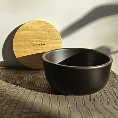 Miseczka ceramiczna 15cm z pokrywą czarny mat - 2